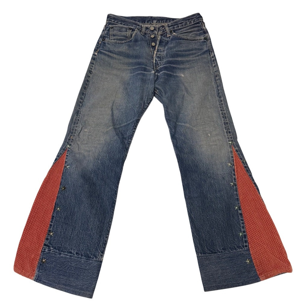 Vintage 1950s 1960s Levis 501XX Redline Selvedge Custom Star Stud Flare Jeans